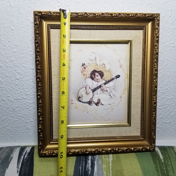 Susanna By Maud Humphrey Bogart 1988 Vtg Framed Canvas Art Girl Playing Banjo - Picture 4 of 13